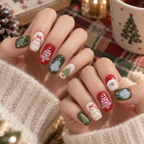 Candy Cane Bow Nail Stickers - nail art product image 4