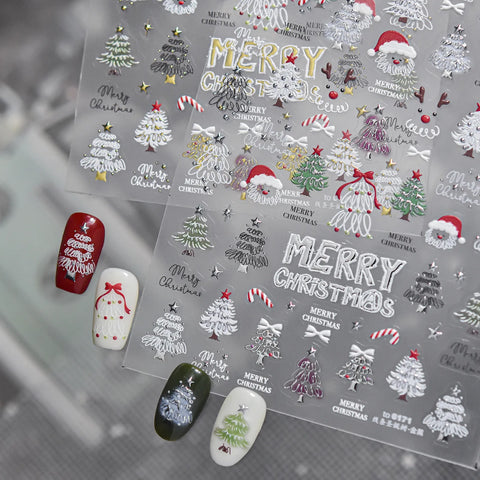 Candy Cane Bow Nail Stickers - nail art product image 5