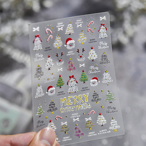 Candy Cane Bow Nail Stickers | Christmas Nail Art Decals image