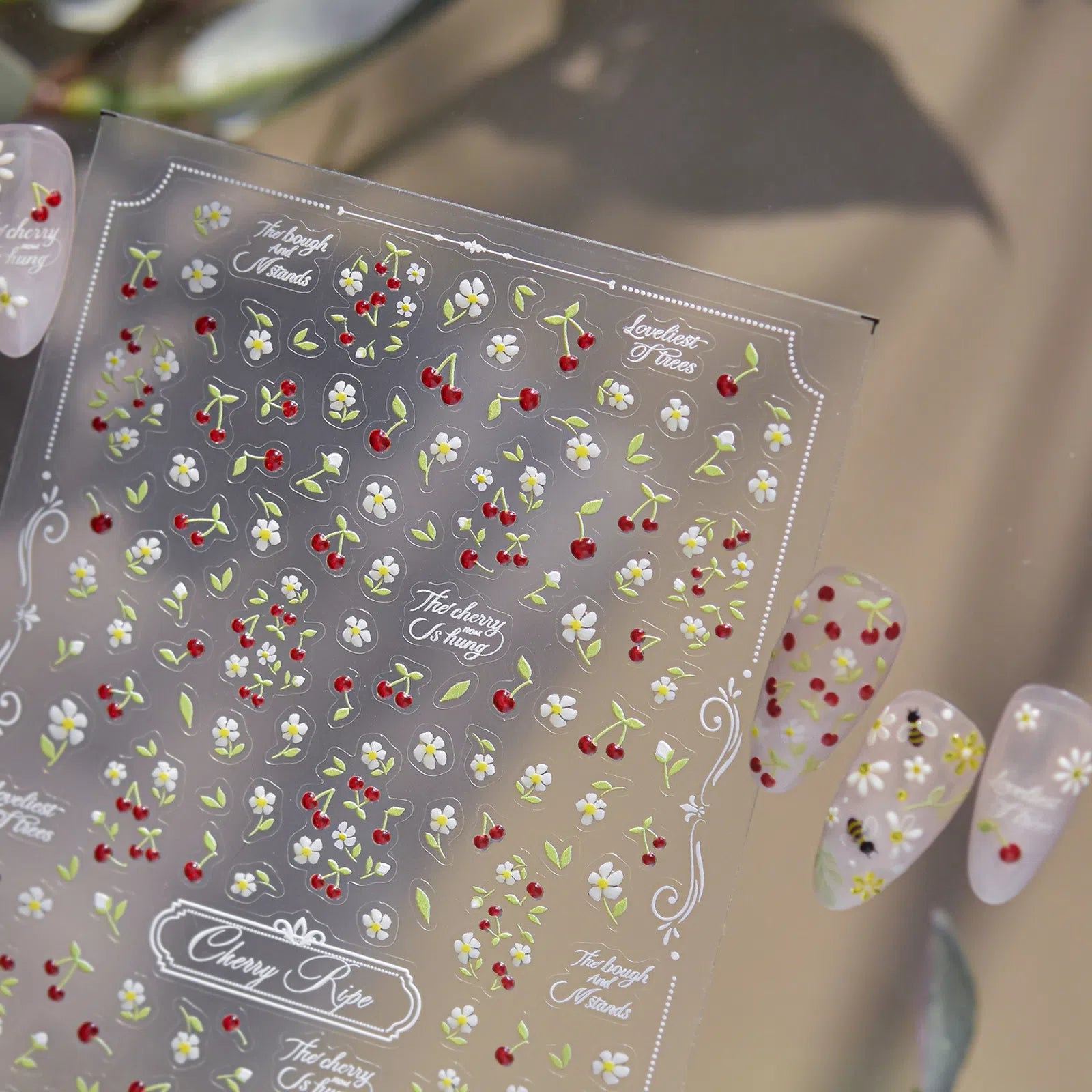 Cherry Blossom Nail Stickers | Fresh Floral Nail Art Decals - image 2