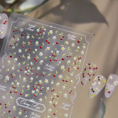 Cherry Blossom Nail Stickers | Fresh Floral Nail Art Decals - image 2