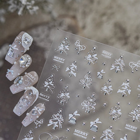 Christmas Bow Nail Stickers | Crystal Holiday Nail Art Decals - image 2