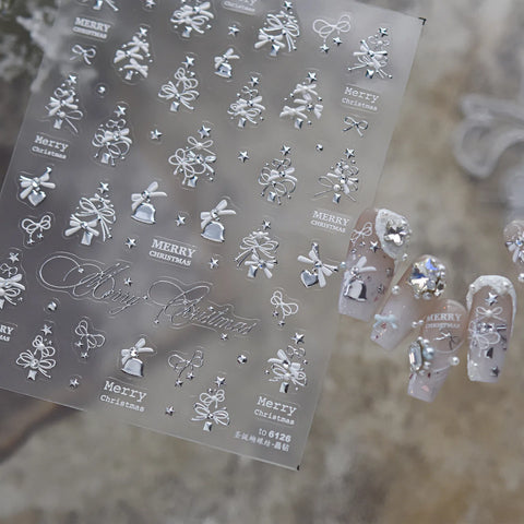 Christmas Bow Nail Stickers | Crystal Holiday Nail Art Decals - image 3