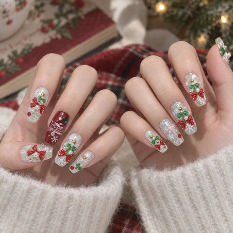 Christmas Bow Nail Stickers | Kawaii Winter Nail Art Decals - image 4