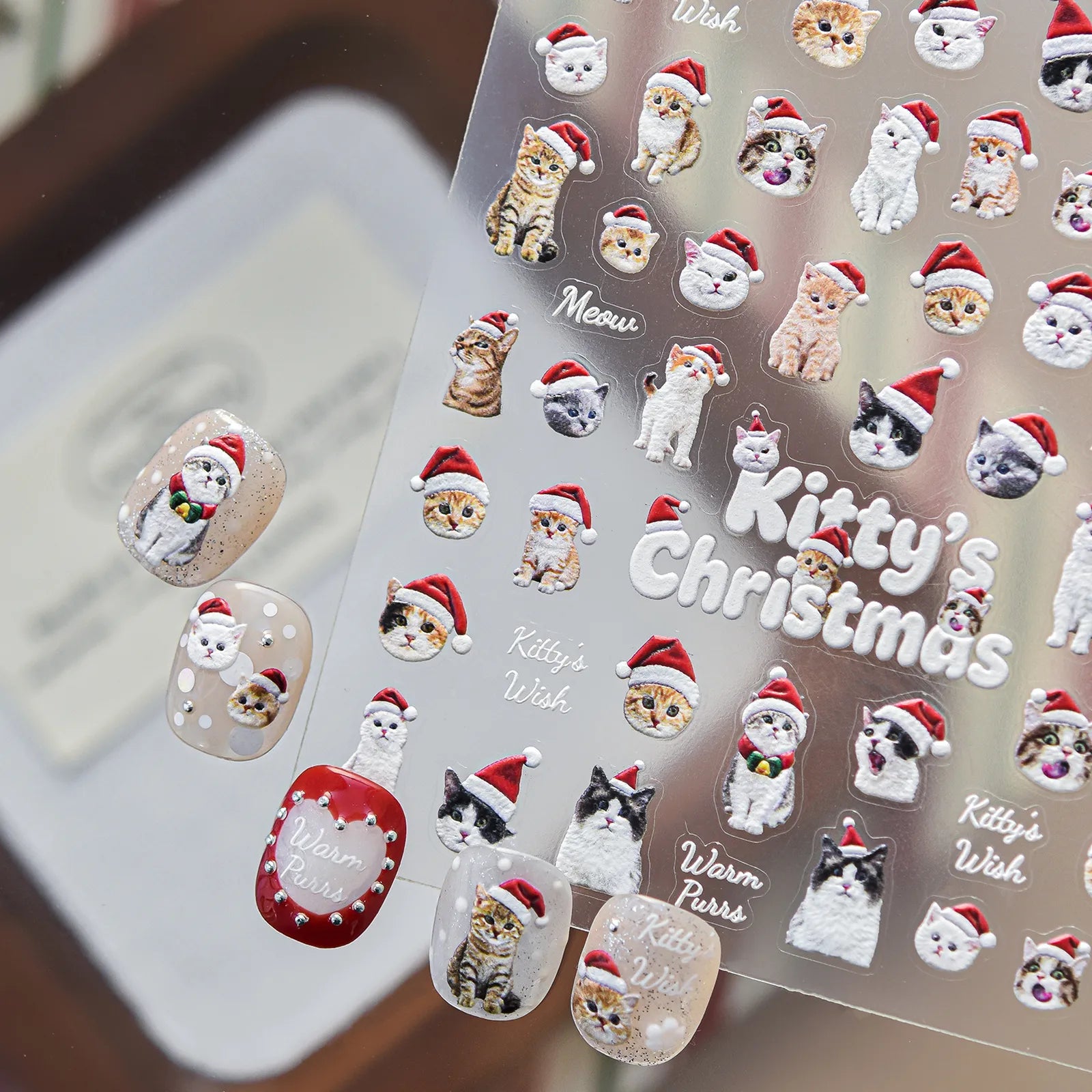 Christmas Cat Nail Stickers - nail art product image 1
