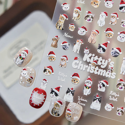 Christmas Cat Nail Stickers - nail art product image 1