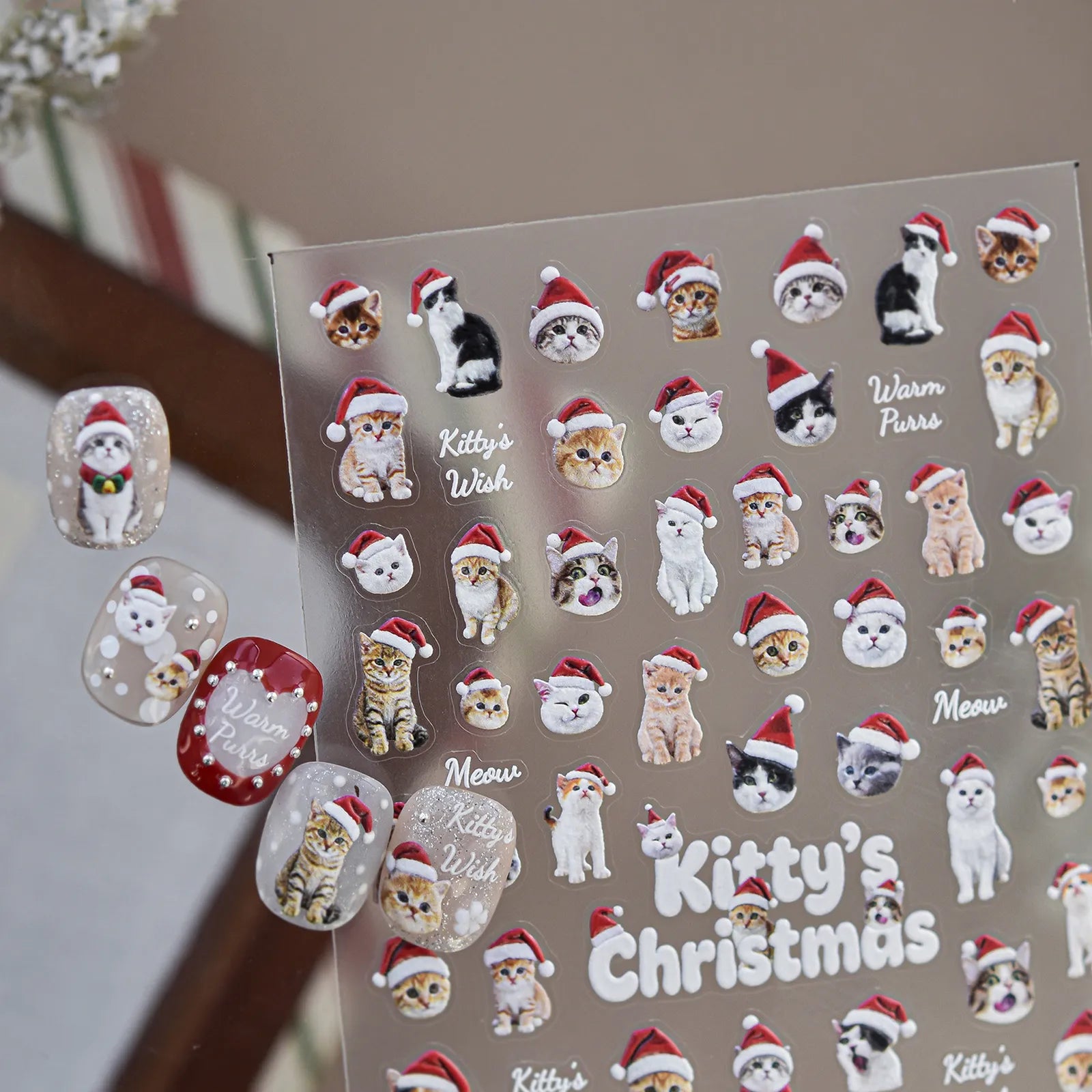 Christmas Cat Nail Stickers - nail art product image 2