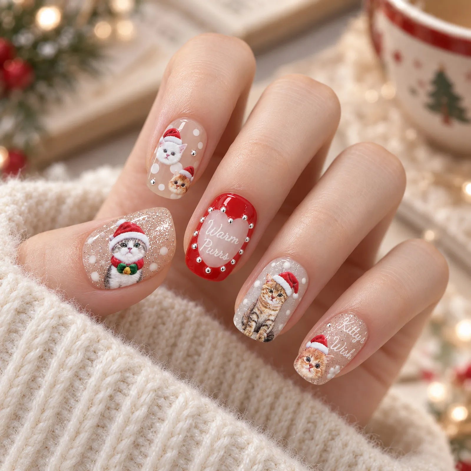 Christmas Cat Nail Stickers - nail art product image 3