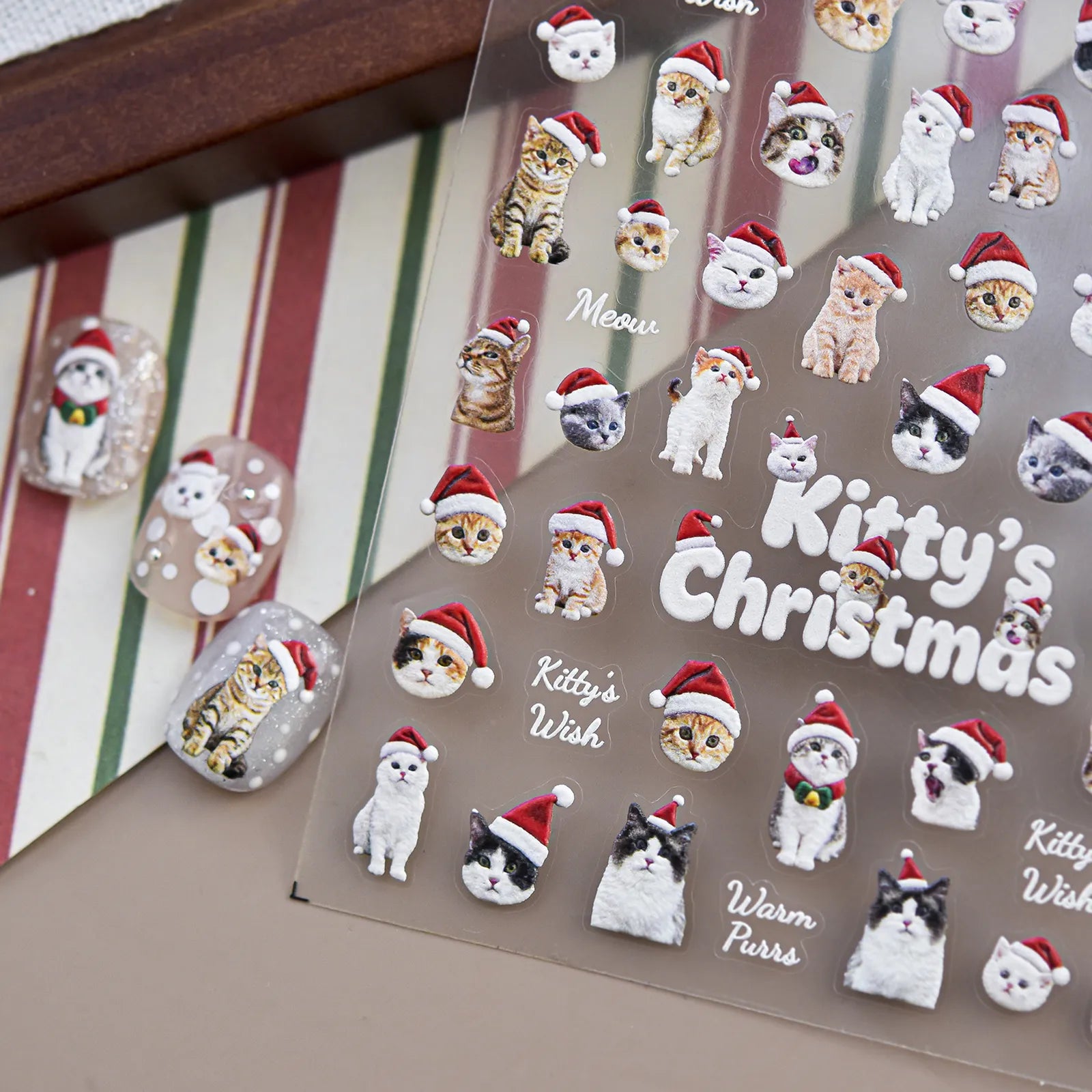Christmas Cat Nail Stickers - nail art product image 4