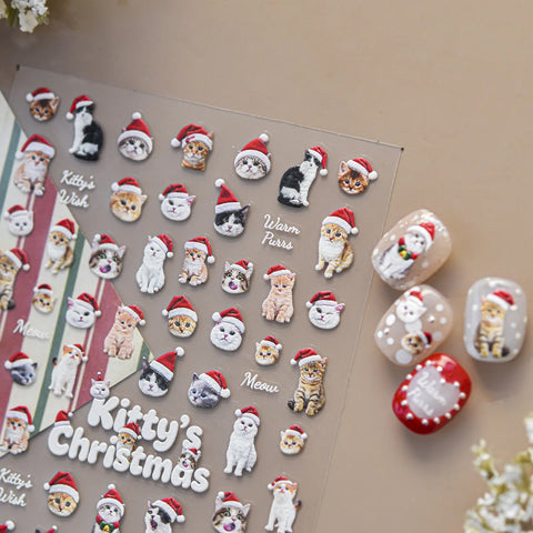 Christmas Cat Nail Stickers - nail art product image 5