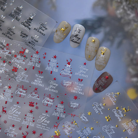 Christmas Letter Nail Stickers | Metallic Holiday Nail Art Decals - image 3