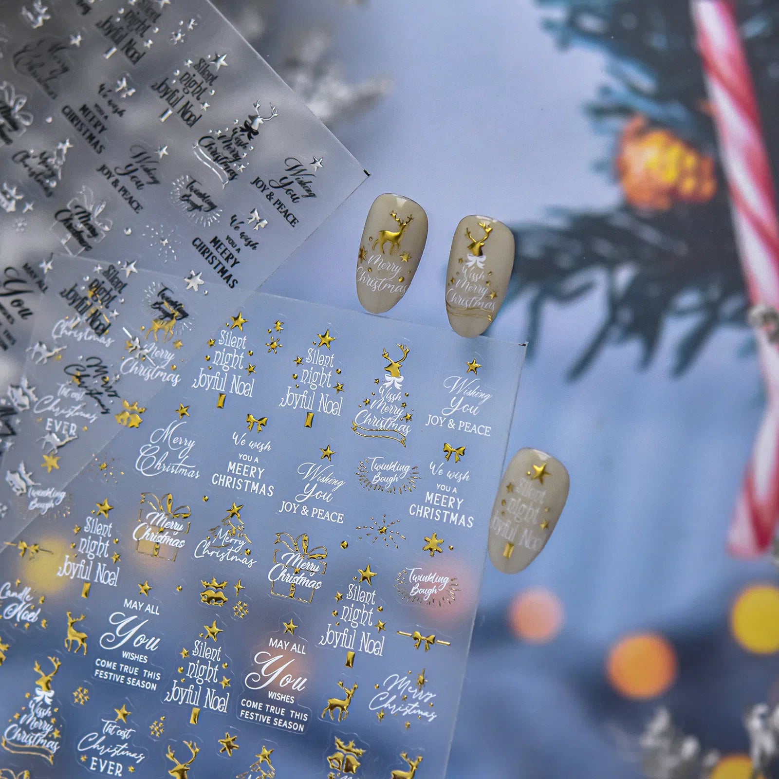 Christmas Letter Nail Stickers | Metallic Holiday Nail Art Decals - image 4