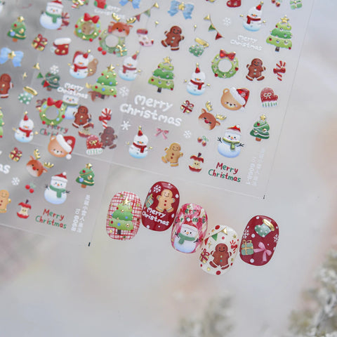 Christmas Snowman Nail Stickers | Kawaii Winter Nail Art Decals - image 1
