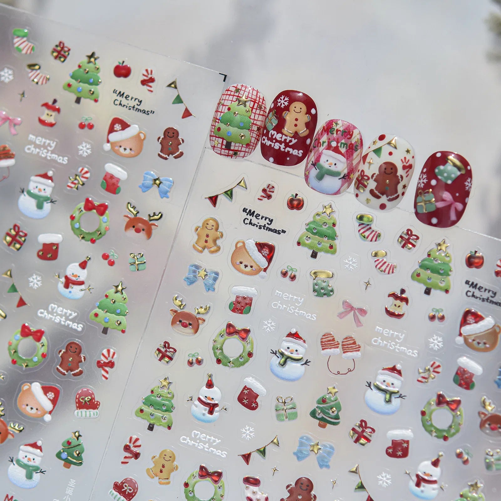Christmas Snowman Nail Stickers | Kawaii Winter Nail Art Decals - image 2