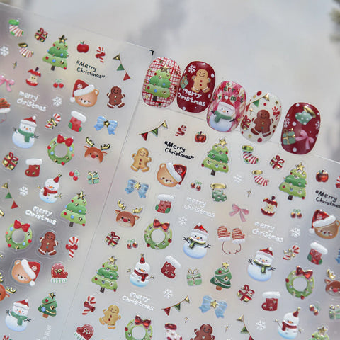 Christmas Snowman Nail Stickers | Kawaii Winter Nail Art Decals - image 2