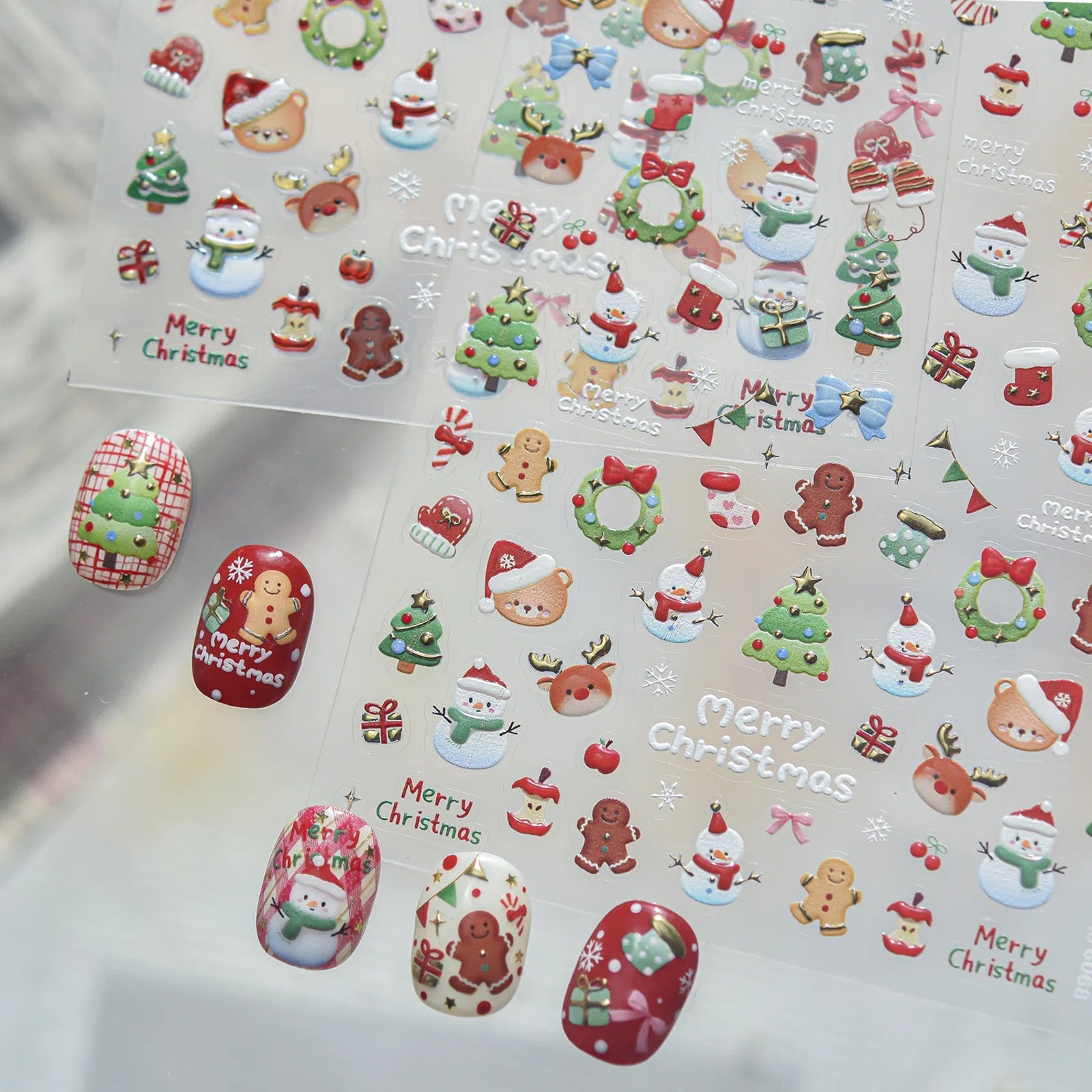 Christmas Snowman Nail Stickers | Kawaii Winter Nail Art Decals - image 3