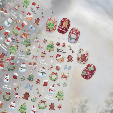 Christmas Snowman Nail Stickers | Kawaii Winter Nail Art Decals - image 4