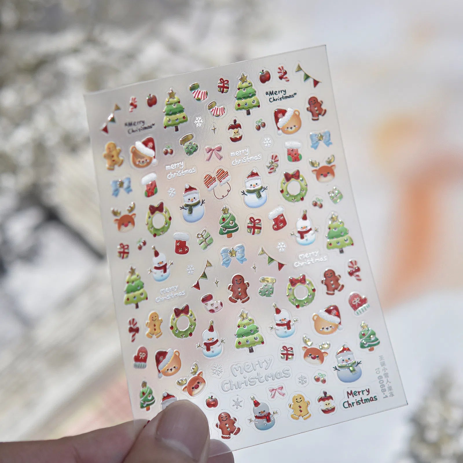 Christmas Snowman Nail Stickers | Kawaii Winter Nail Art Decals - to6068-jelly-2 variant image