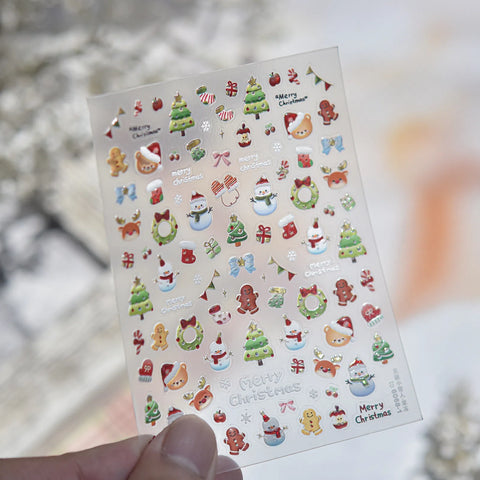 Christmas Snowman Nail Stickers | Kawaii Winter Nail Art Decals - to6068-jelly-2 variant image