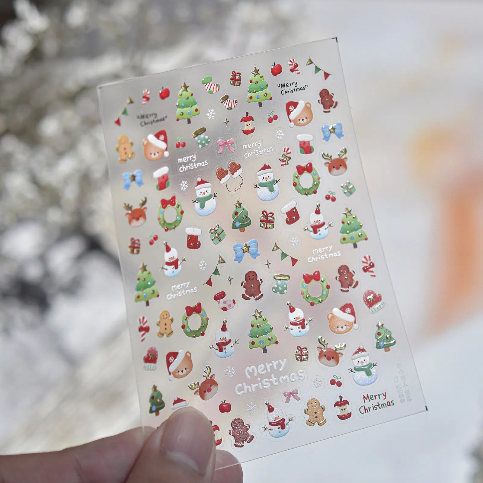 Christmas Snowman Nail Stickers | Kawaii Winter Nail Art Decals - to6068-jelly variant image