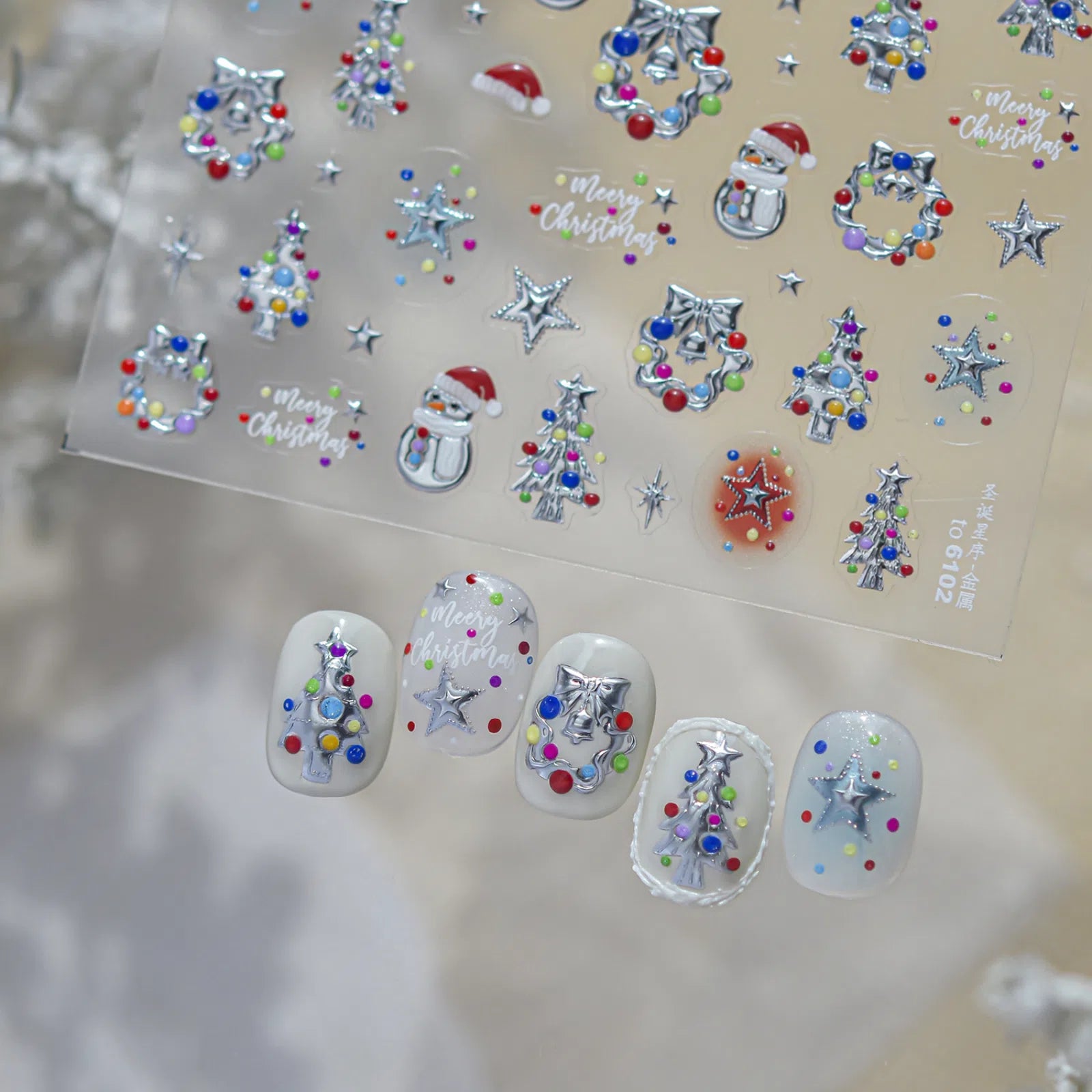 Christmas Star Nail Stickers | Winter Nail Art Decals - image 3