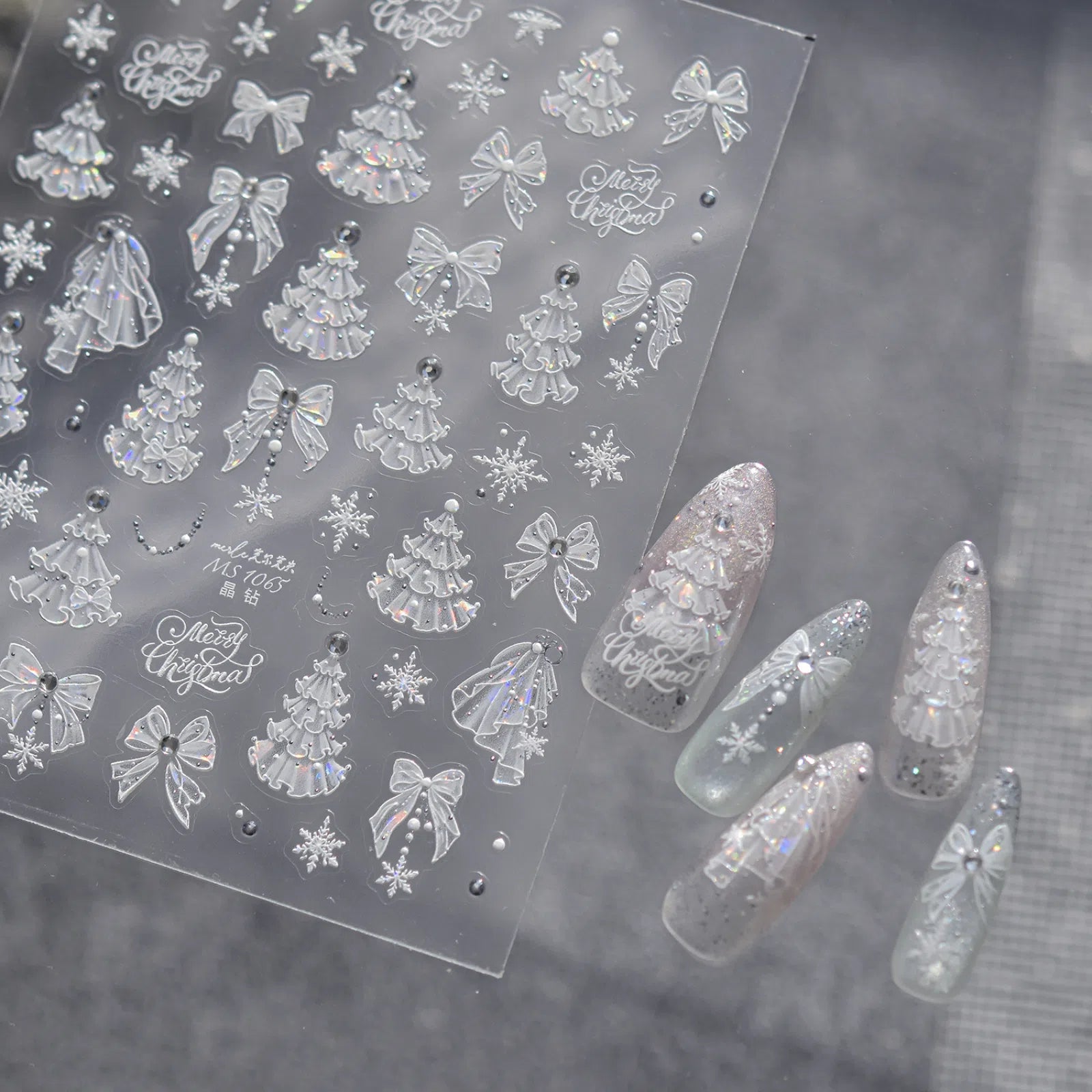 Christmas Tree Bow Nail Stickers | Holiday Nail Art Decals - image 2