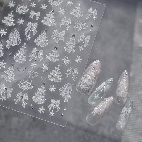 Christmas Tree Bow Nail Stickers | Holiday Nail Art Decals - image 2