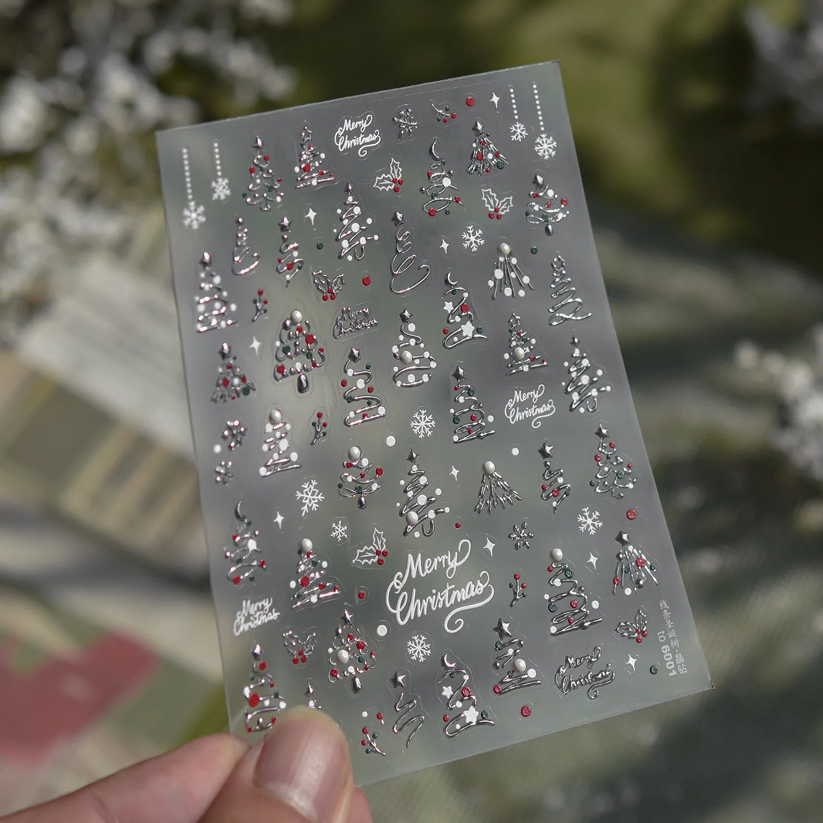 Christmas Tree Nail Stickers | Festive Holiday Nail Art Decals - to6001 variant image