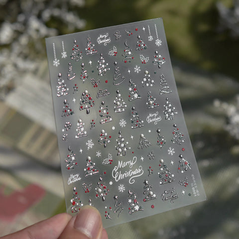 Christmas Tree Nail Stickers | Festive Holiday Nail Art Decals - to6001 variant image