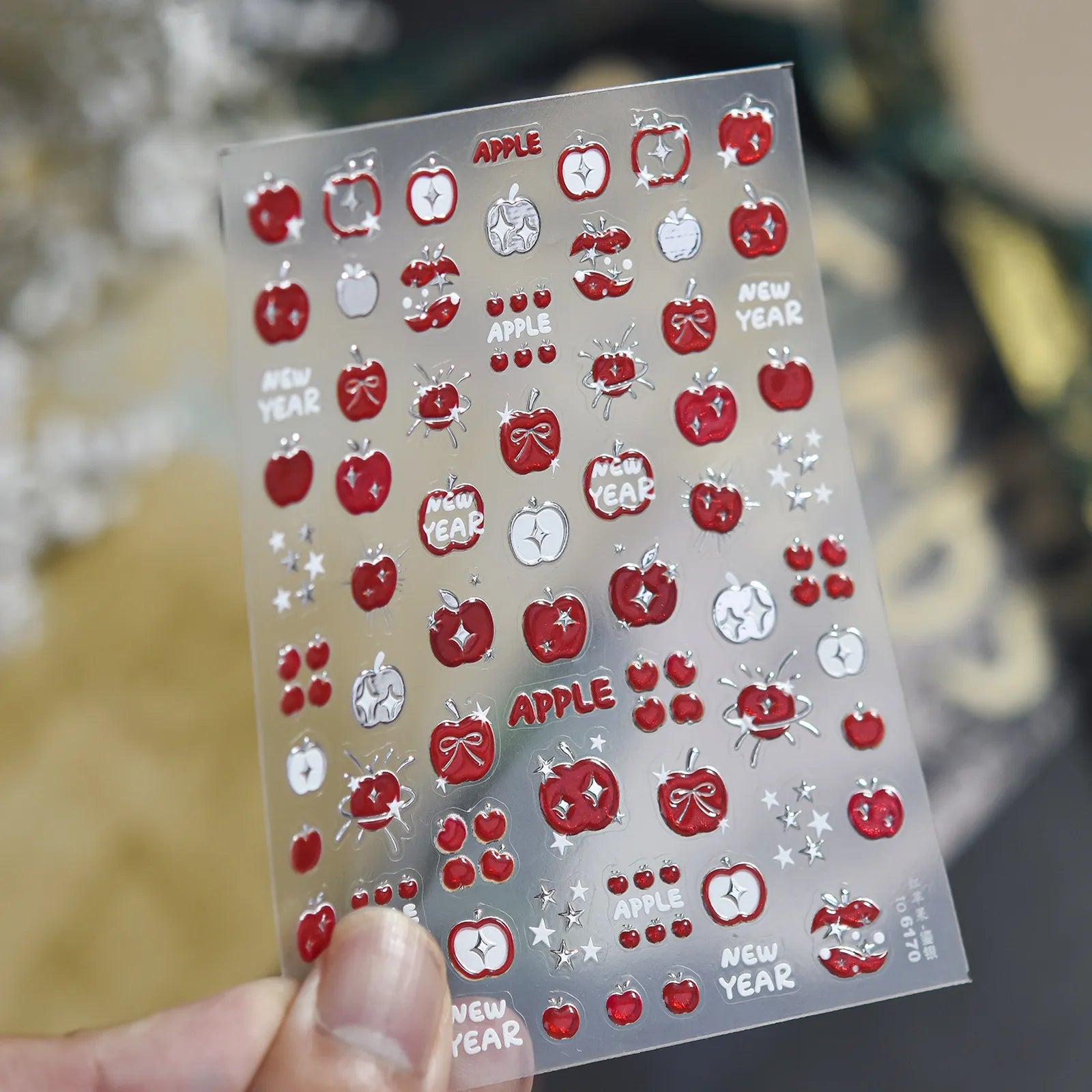 Christmas Tree Reindeer Nail Stickers | Jelly Holiday Nail Art Decals image