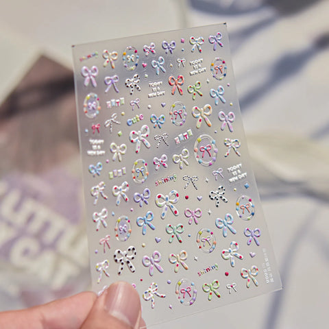 to5868 Color Bean Bow Nail Stickers variant image - Tomoni Nail Art
