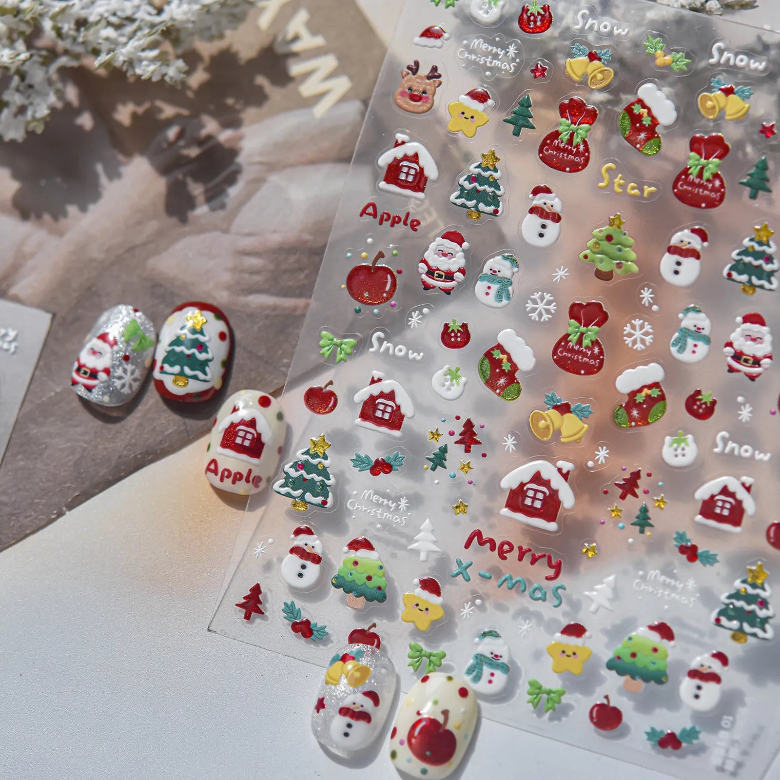 Colorful Christmas Nail Stickers | Kawaii Holiday Nail Art Decals - image 2