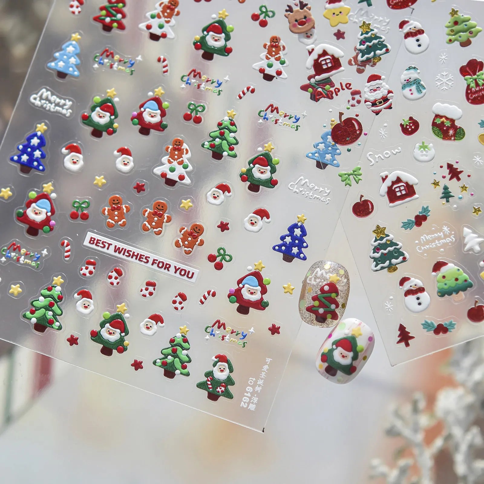 Colorful Christmas Nail Stickers | Kawaii Holiday Nail Art Decals - image 3