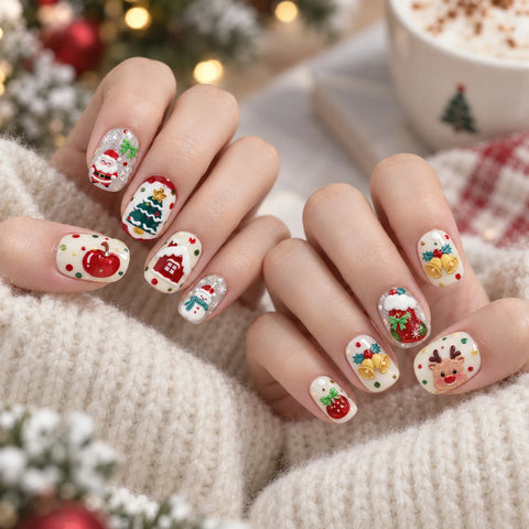Colorful Christmas Nail Stickers | Kawaii Holiday Nail Art Decals - image 4