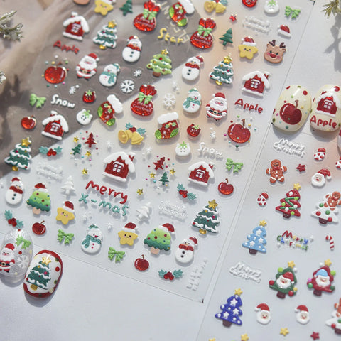 Colorful Christmas Nail Stickers | Kawaii Holiday Nail Art Decals - image 5