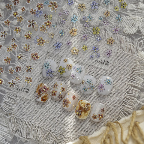 Colorful Five-Petal Flower Nail Stickers - nail art product image 4