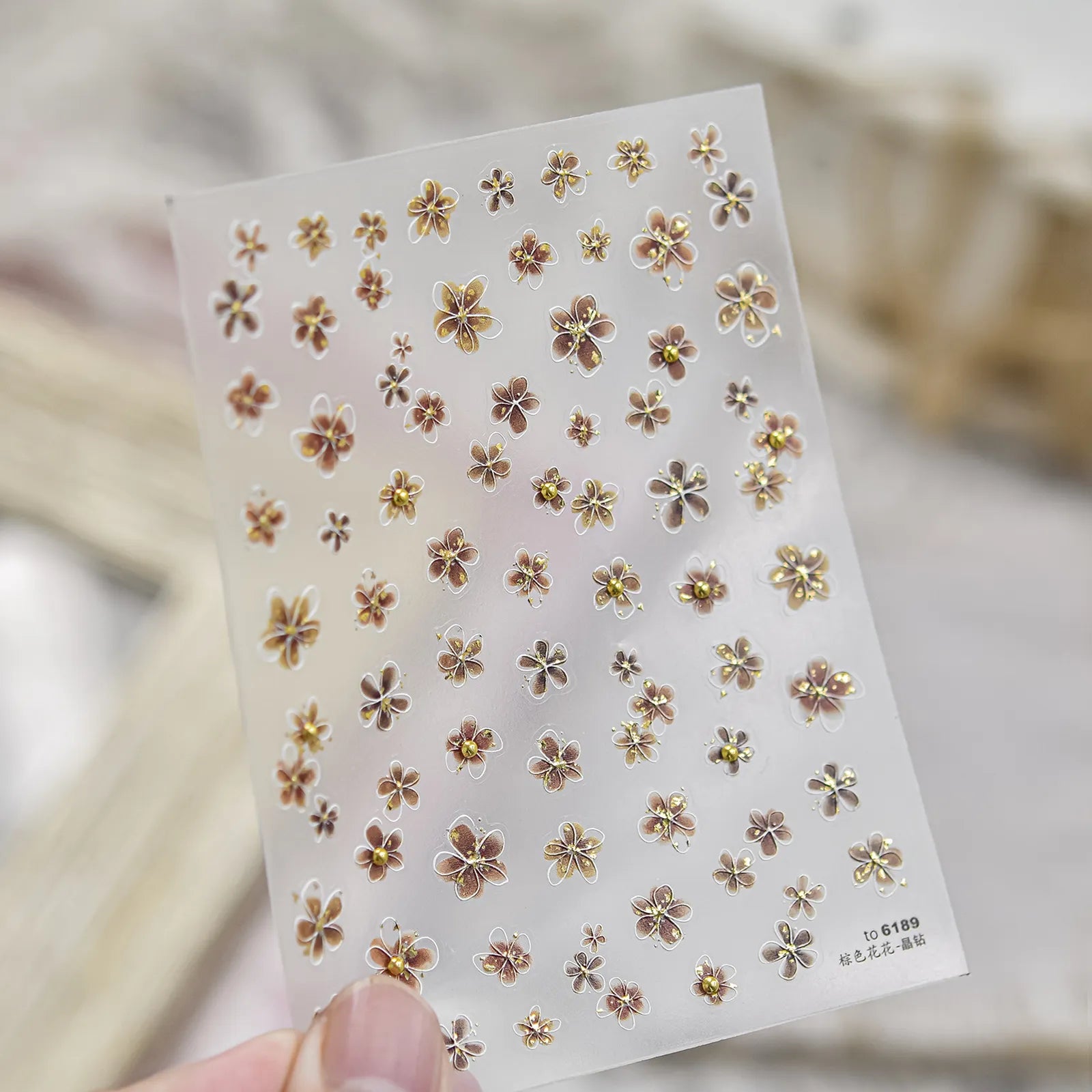 Colorful Five-Petal Flower Nail Stickers | Crystal Floral Nail Art Decals image