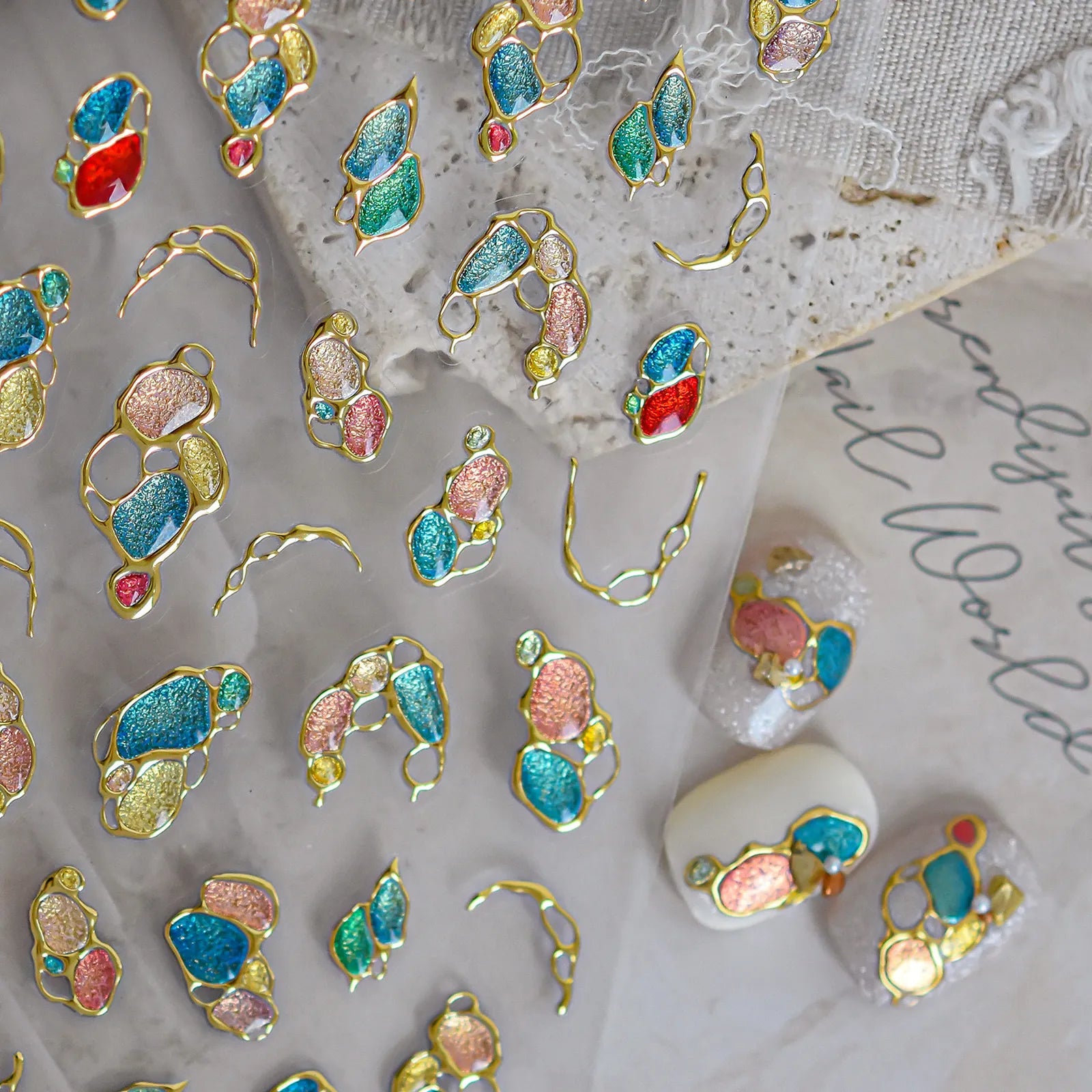 Colorful Gemstone Nail Stickers - nail art product image 1