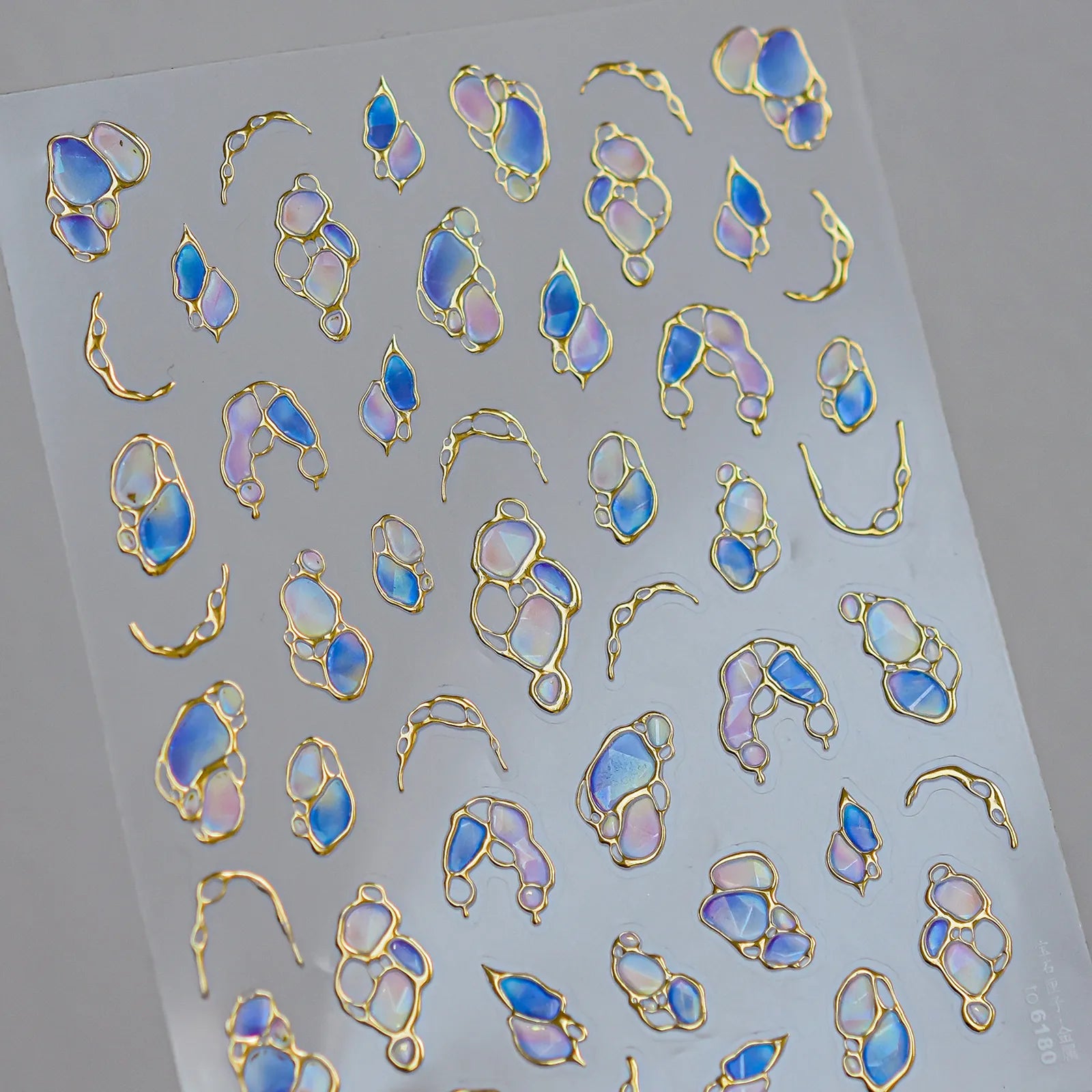 Colorful Gemstone Nail Stickers | Vintage Metallic Nail Art Decals image