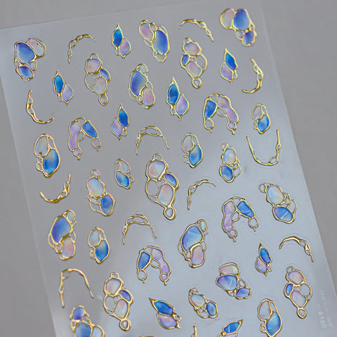 Colorful Gemstone Nail Stickers | Vintage Metallic Nail Art Decals image