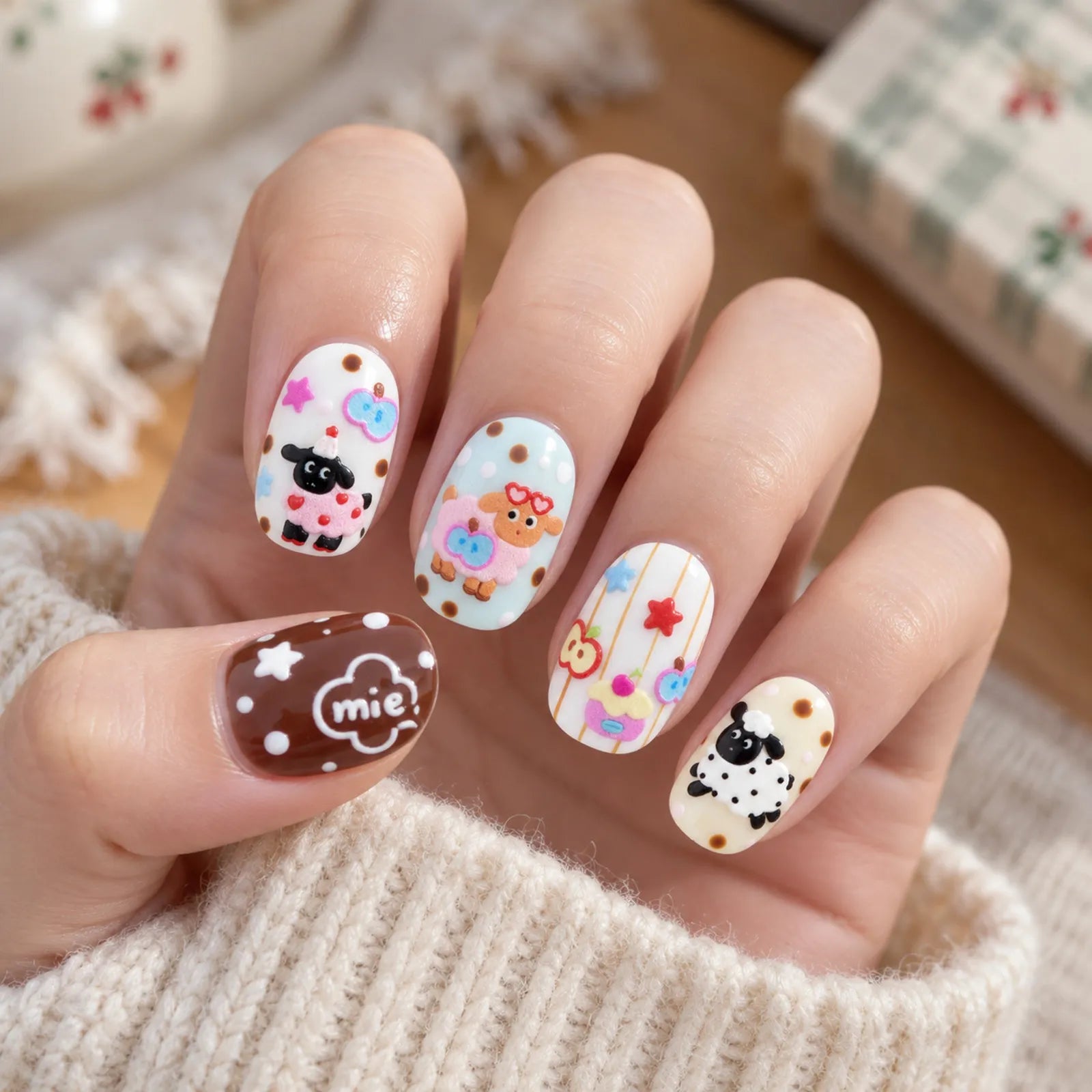 Colorful Sheep Nail Stickers - nail art product image 3