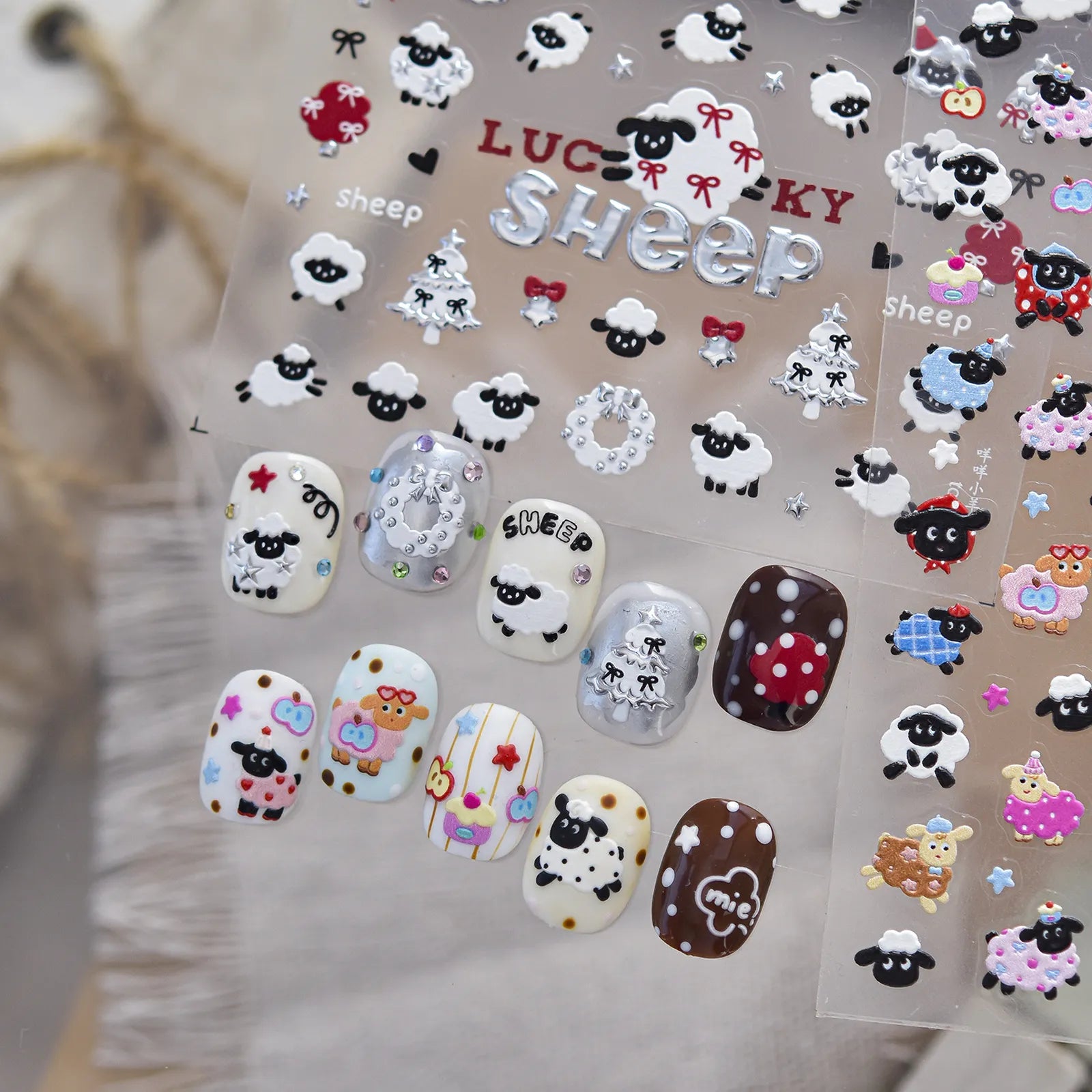 Colorful Sheep Nail Stickers - nail art product image 4