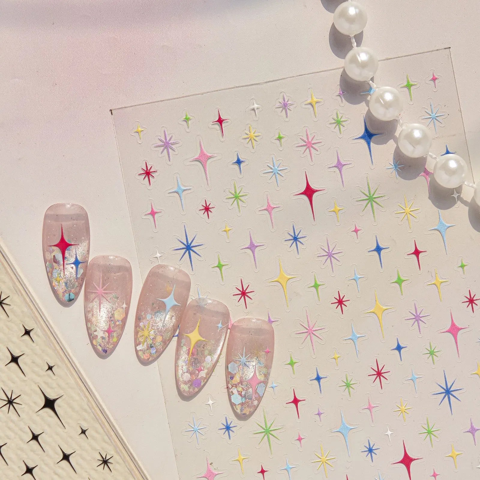Colorful Star Nail Stickers | Sweet Celestial Nail Art Decals - image 1