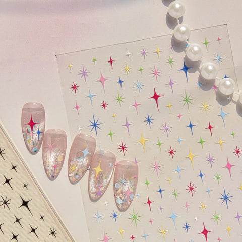 Colorful Star Nail Stickers | Sweet Celestial Nail Art Decals - image 1