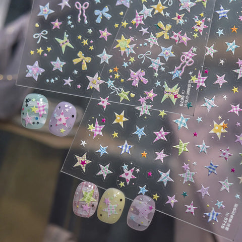 Colorful Star Nail Stickers | Dopamine Star Nail Art Decals - image 1