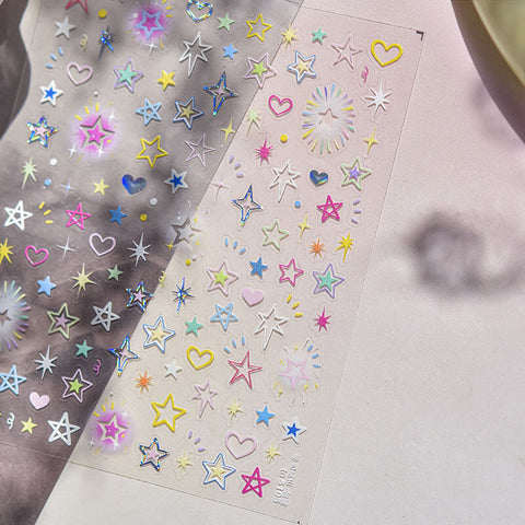 Colorful Stars Nail Stickers, Star Nail Decals, Cute Star Nail Stickers, Star Nail Decal Art, Cute Nail Decals, to5105