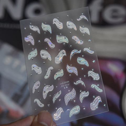 Cream Ribbon Nail Stickers | Coquette Nail Art Decals image