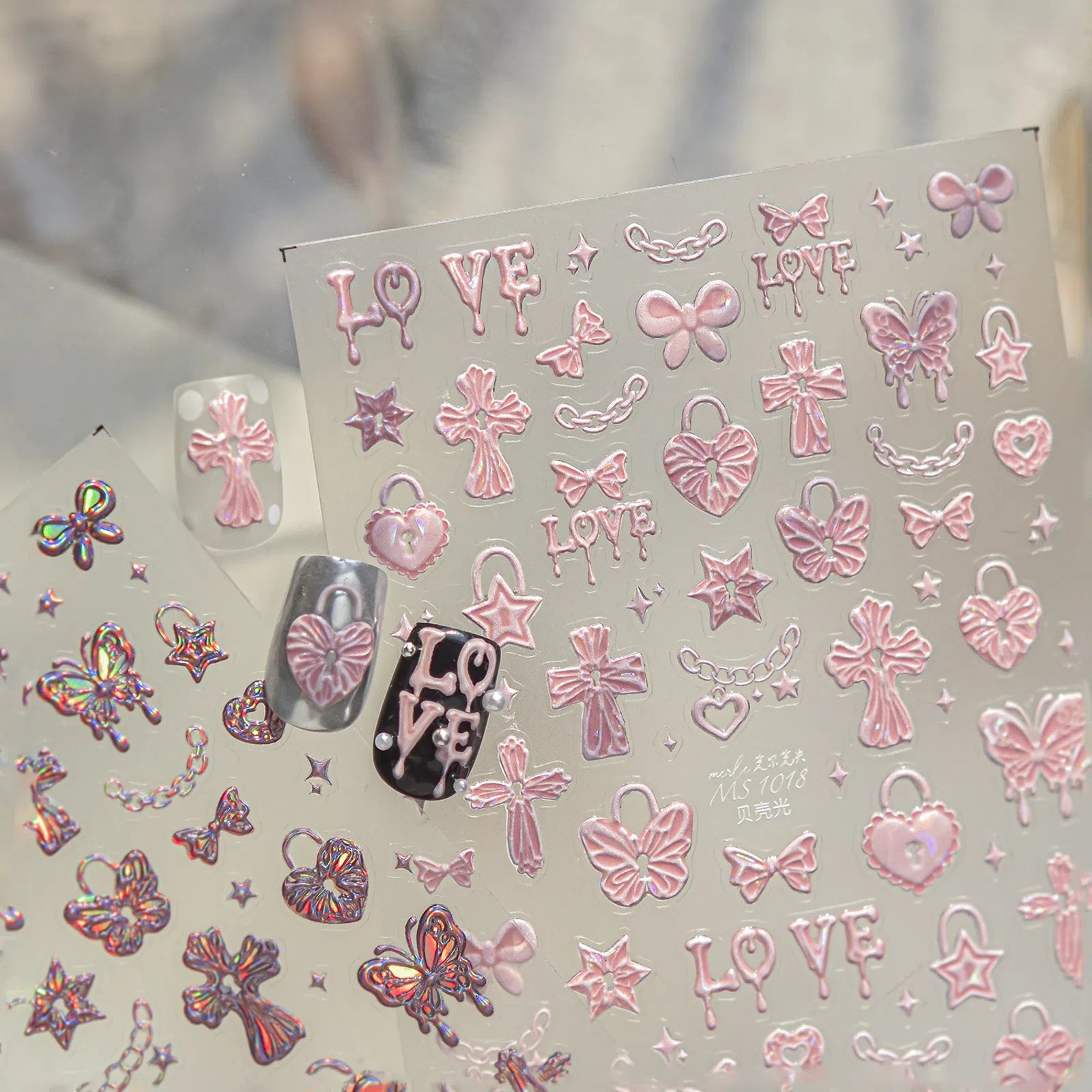 Cross Bow Nail Stickers | Light Luxury Nail Art Decals - image 1