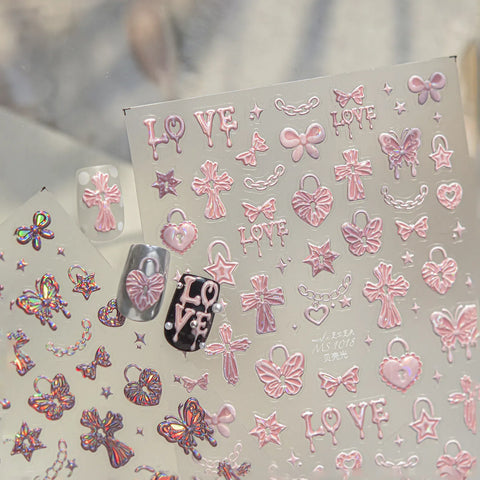 Cross Bow Nail Stickers | Light Luxury Nail Art Decals - image 1