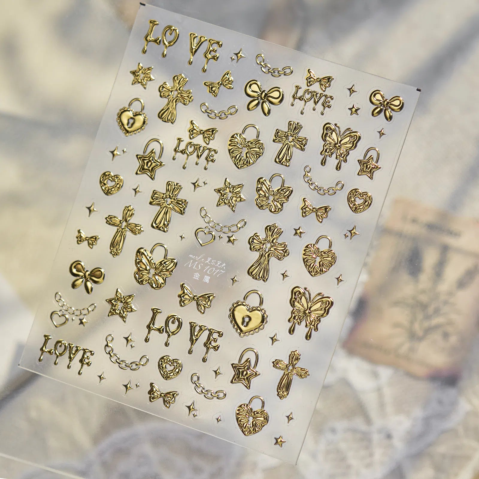 MS1017-gold Cross Bow Nail Stickers variant image - Tomoni Nail Art